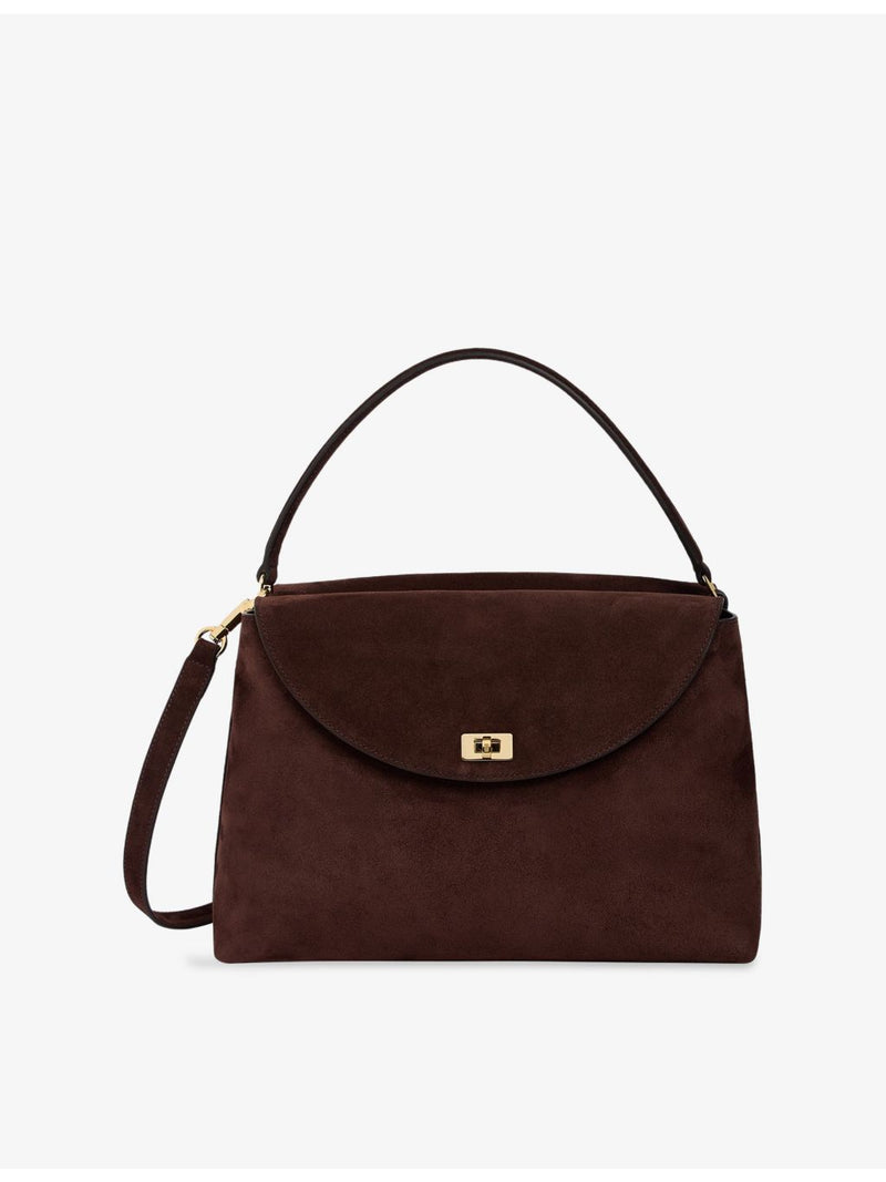 Sandro suede shoulder bag with detachable cross-body strap (British brand)