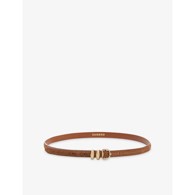 selfridges Sandro Branded-Buckle Suede Belt- Buy online at McGrocer