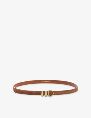 Sandro Branded-Buckle Suede Belt