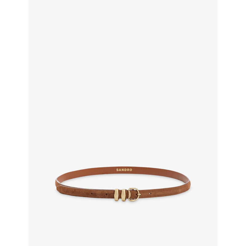 Branded-Buckle Suede Belt - 22