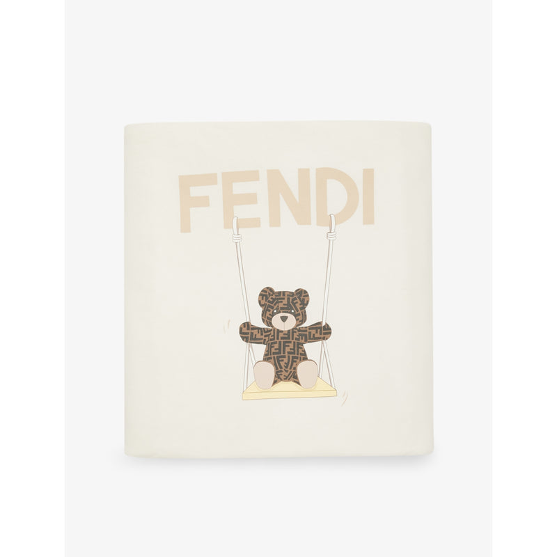 Fendi baby blanket with bear graphic in cotton-jersey, UK version