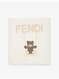 Fendi baby blanket with bear graphic in cotton-jersey, UK version