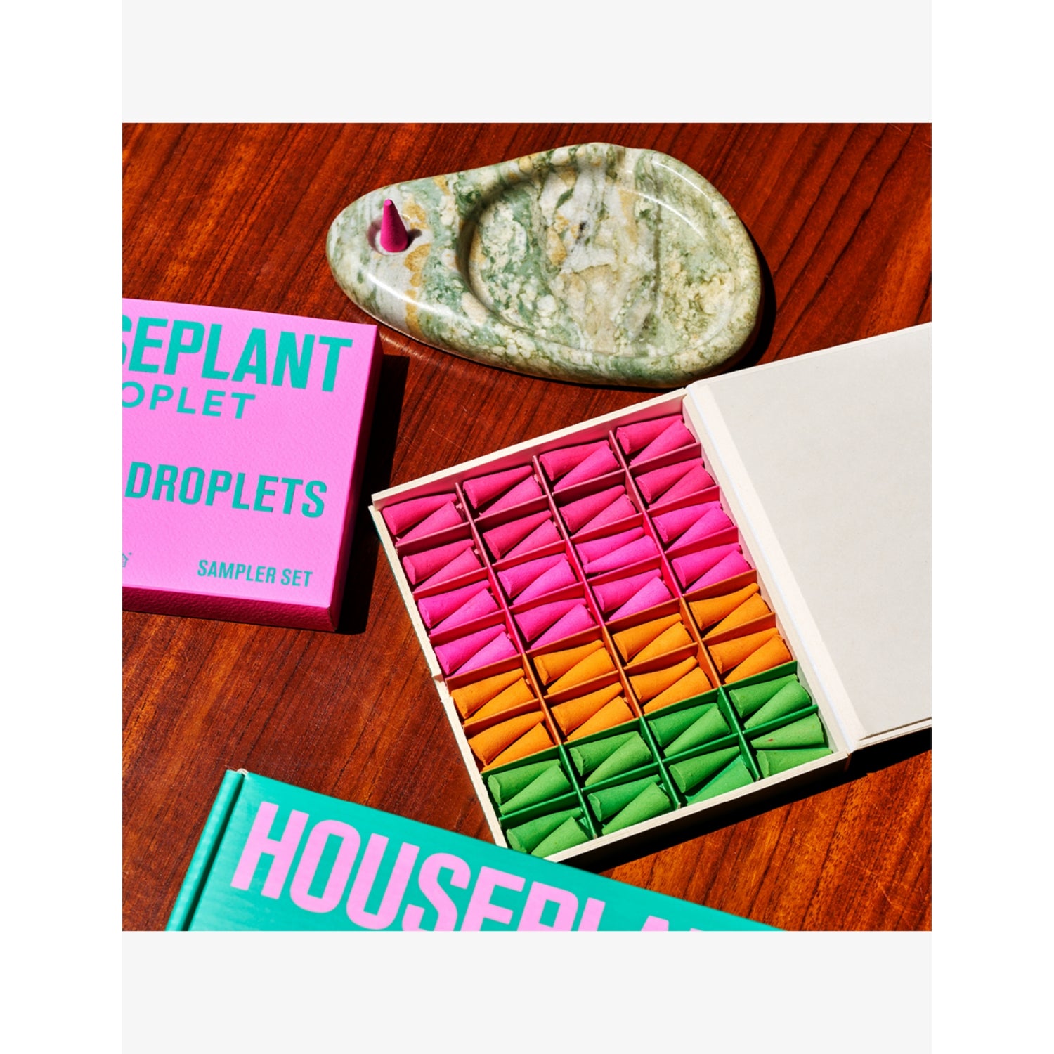 Houseplant incense set with marble ashtray 64 droplets, imported from the UK