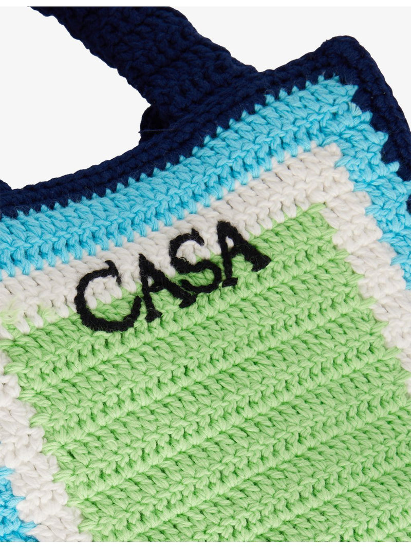 Casablanca mini crochet cotton tote bag logo embroidery, imported from the UK