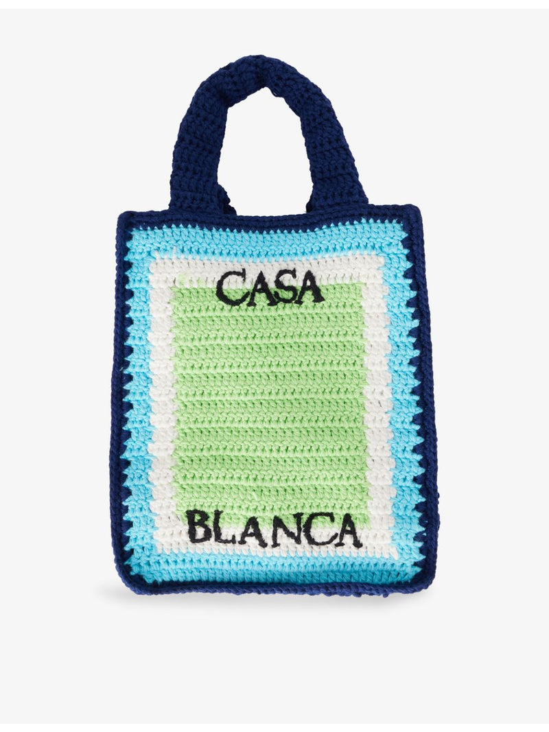 Casablanca mini crochet cotton tote bag logo embroidery, imported from the UK