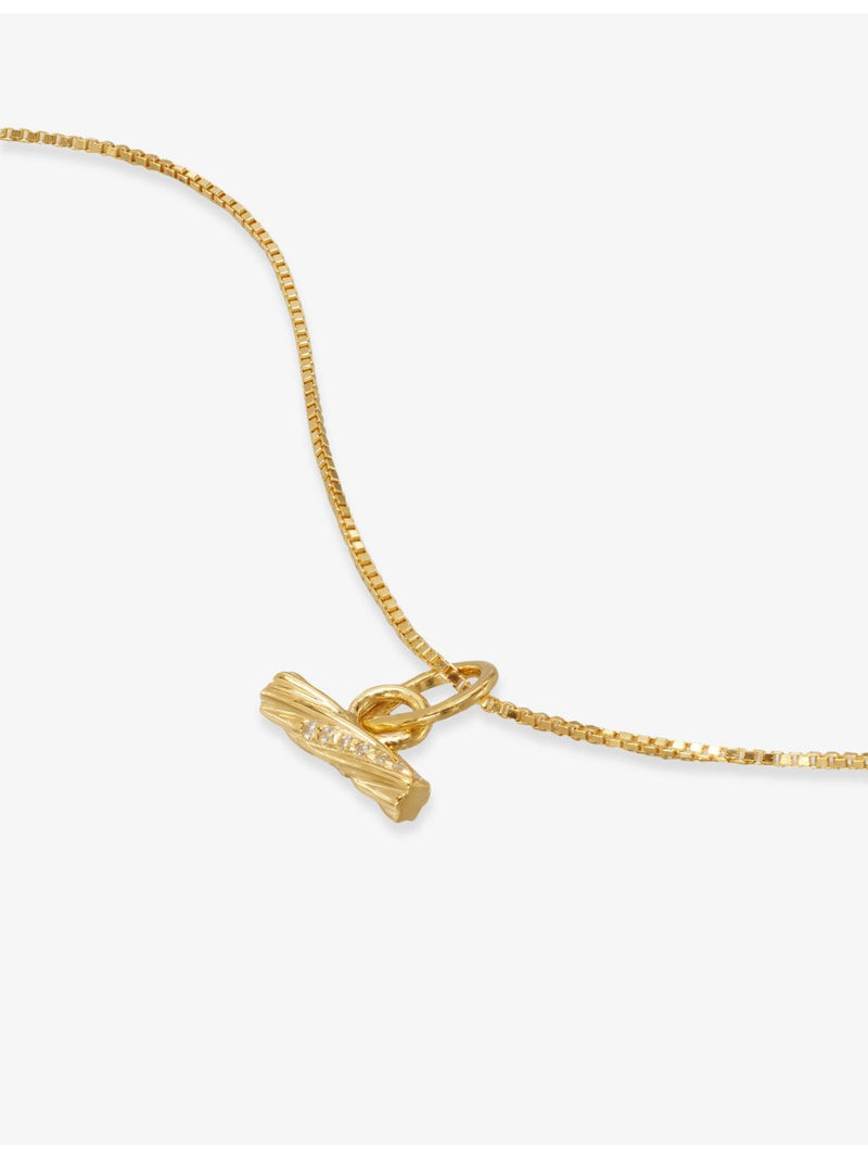 Rachel Jackson 14ct gold-plated T-bar necklace with cubic zirconia (British brand)