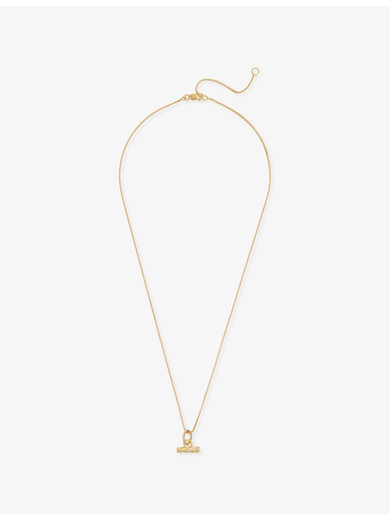 Rachel Jackson 14ct gold-plated T-bar necklace with cubic zirconia (British brand)