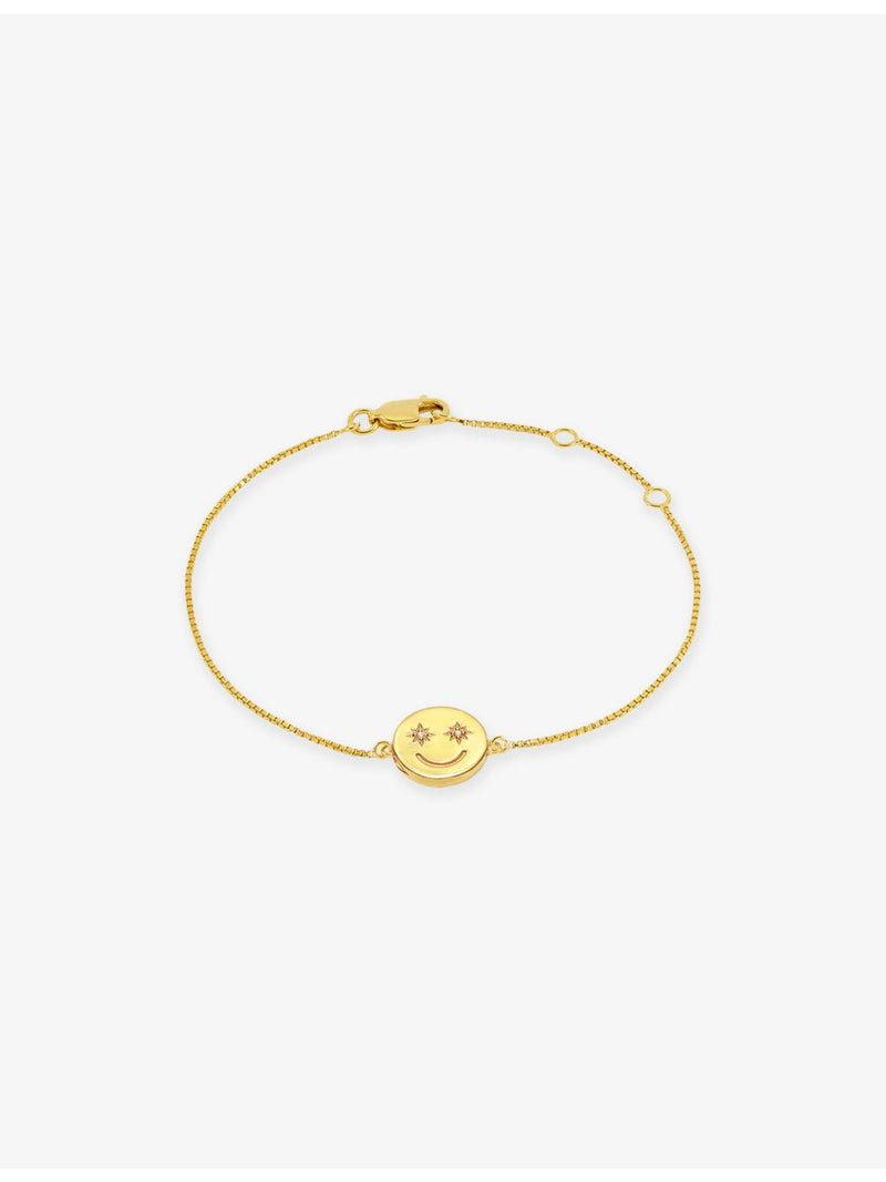 Rachel Jackson Mini Happy Face bracelet, gold-plated sterling silver, UK version