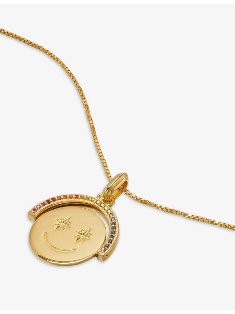 Rachel Jackson rainbow happy face 14ct gold-plated necklace, imported from the UK