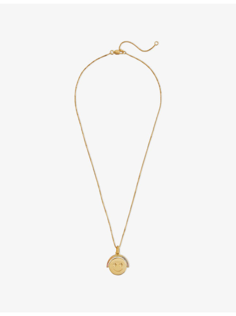 Rachel Jackson rainbow happy face 14ct gold-plated necklace, imported from the UK