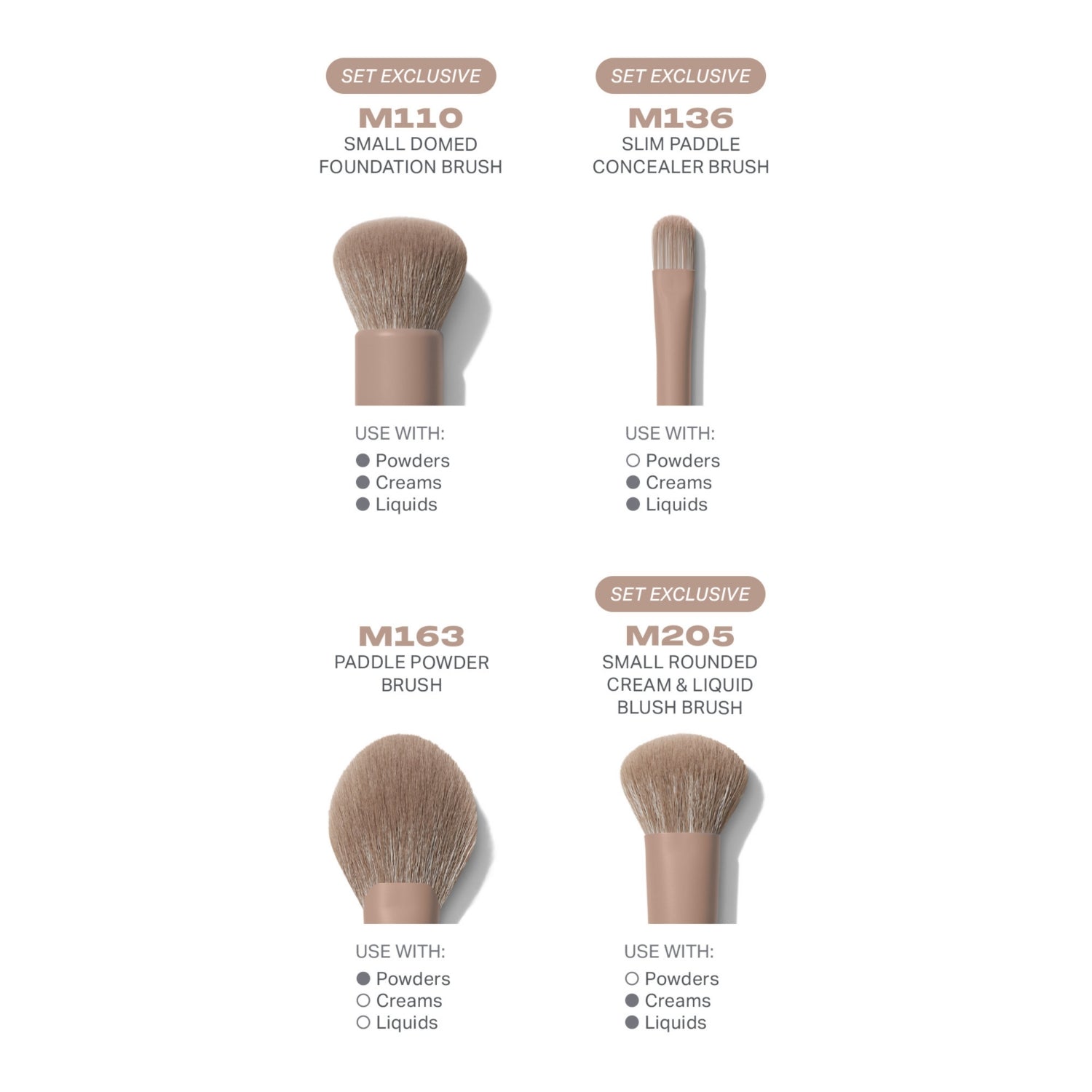 Morphe Iced Mocha 4-piece face brush set - British product