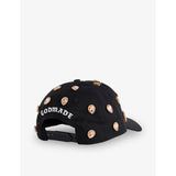 GODMADE cotton cap with gemstone embellishment and adjustable strap, British brand