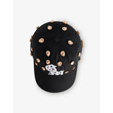 GODMADE cotton cap with gemstone embellishment and adjustable strap, British brand
