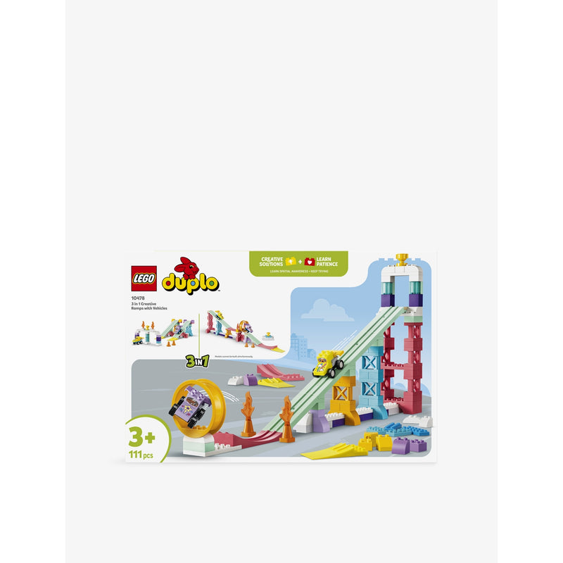 LEGO DUPLO 3-in-1 Creative Ramps with Vehicles playset 111 pieces (British brand)
