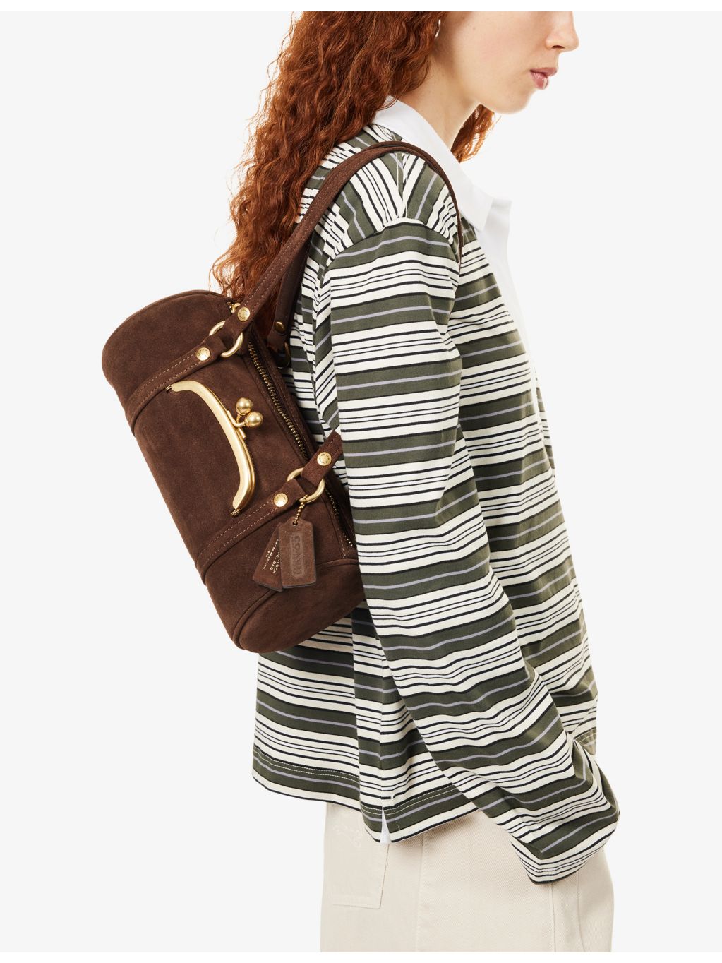 Coach suede barrel bag top-handle 27.5cm, imported from the UK