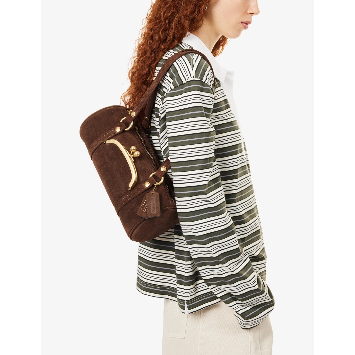 Coach suede barrel bag top-handle 27.5cm, imported from the UK