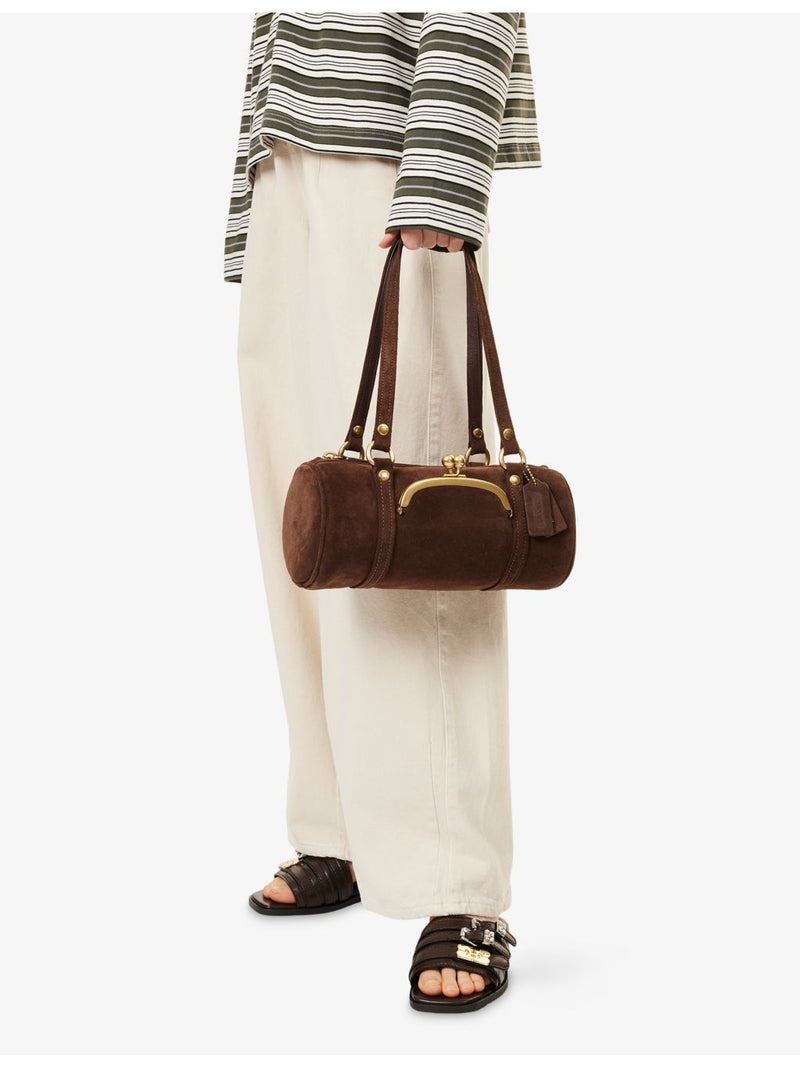 Coach suede barrel bag top-handle 27.5cm, imported from the UK