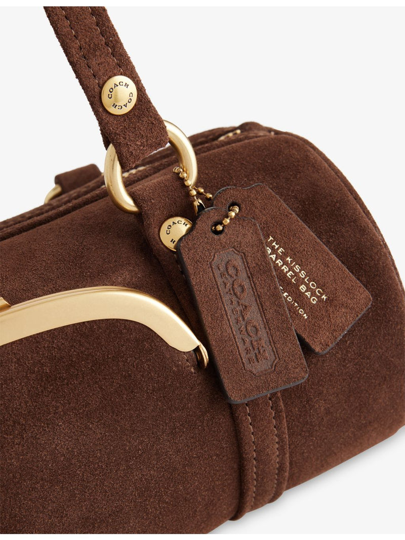 Coach suede barrel bag top-handle 27.5cm, imported from the UK