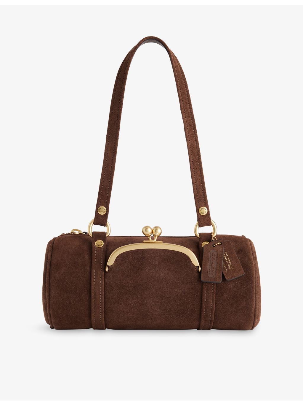 Coach suede barrel bag top-handle 27.5cm, imported from the UK