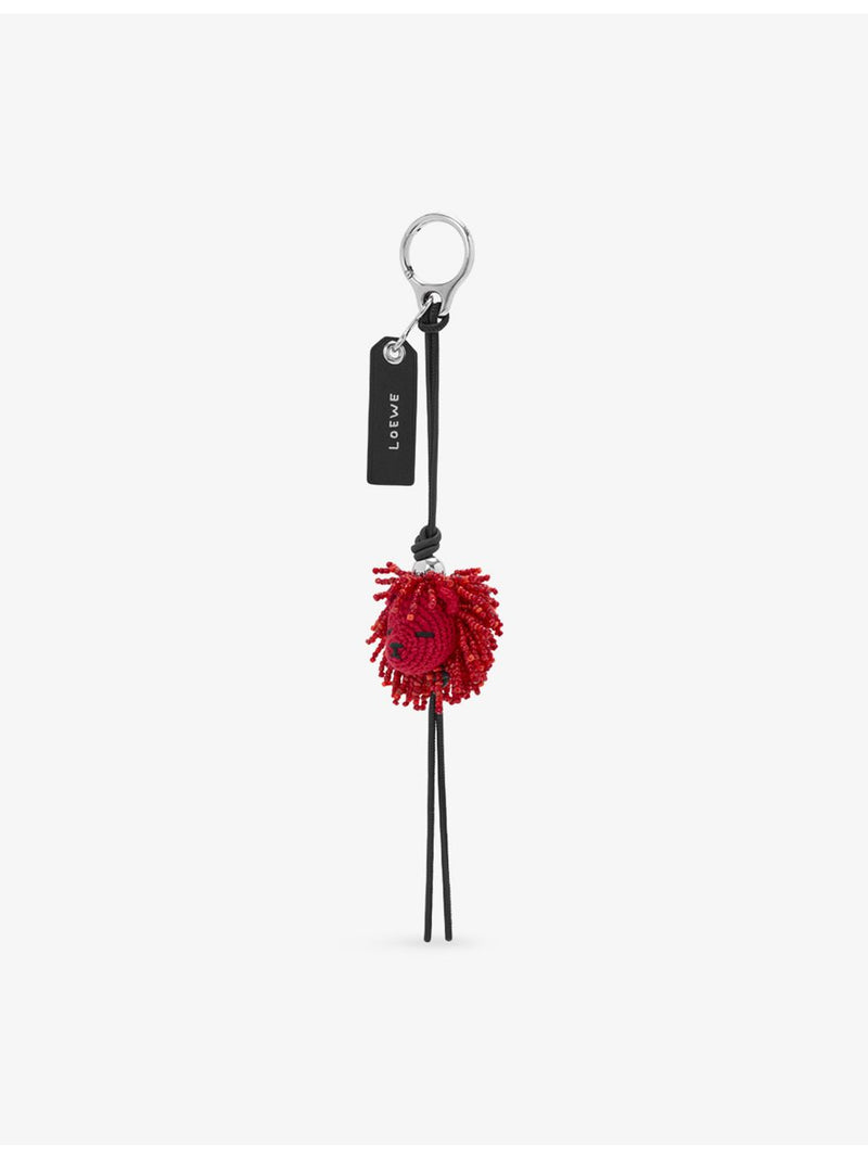 Loewe bag charm lion head leather crochet beaded, imported from the UK