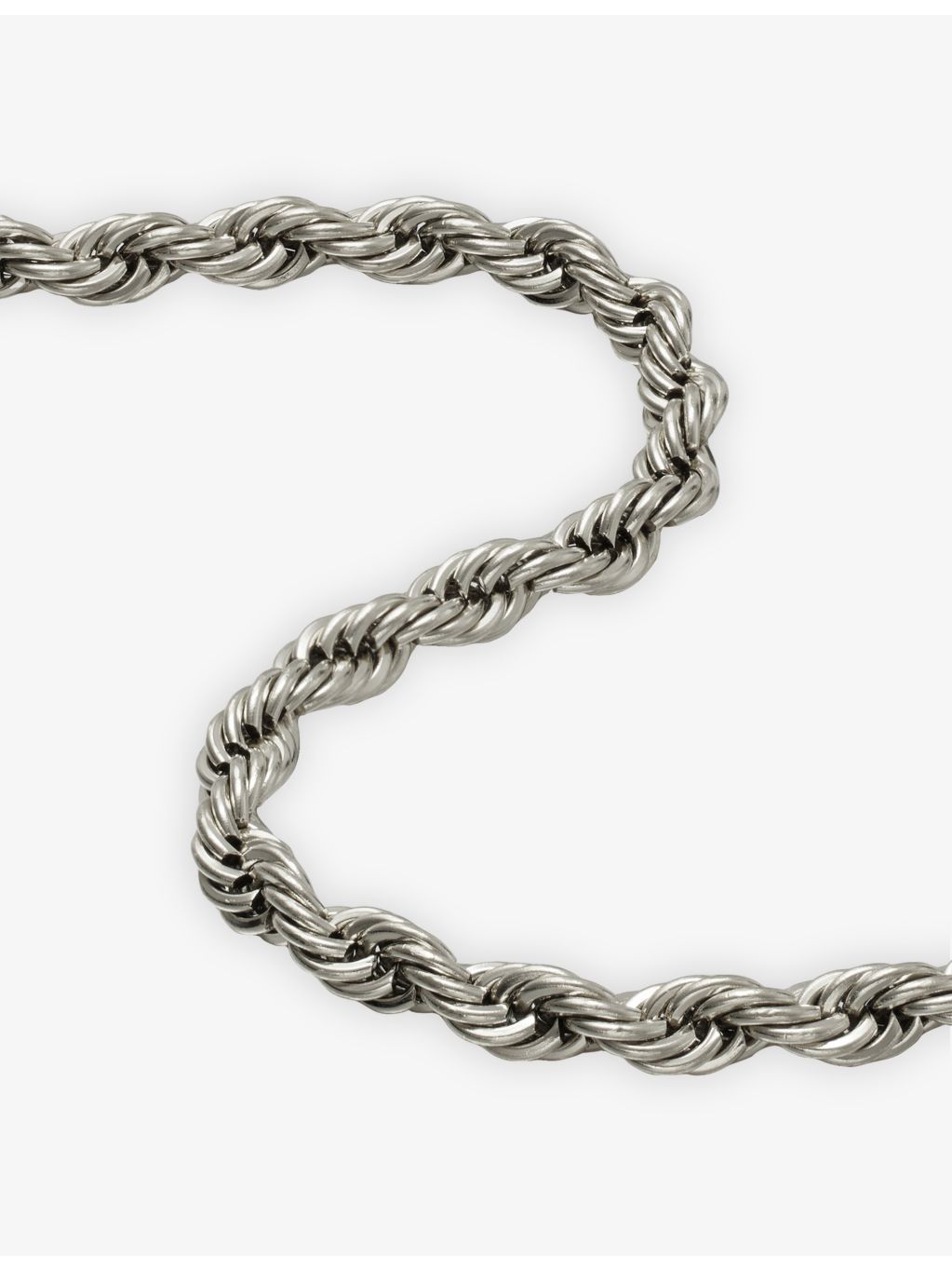 GLD white rhodium-plated silver rope chain 4mm, imported from the UK