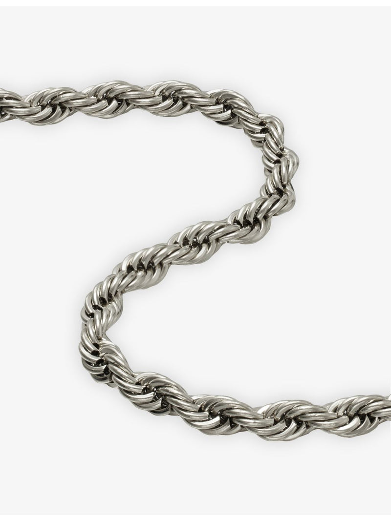 GLD white rhodium-plated silver rope chain 4mm, imported from the UK