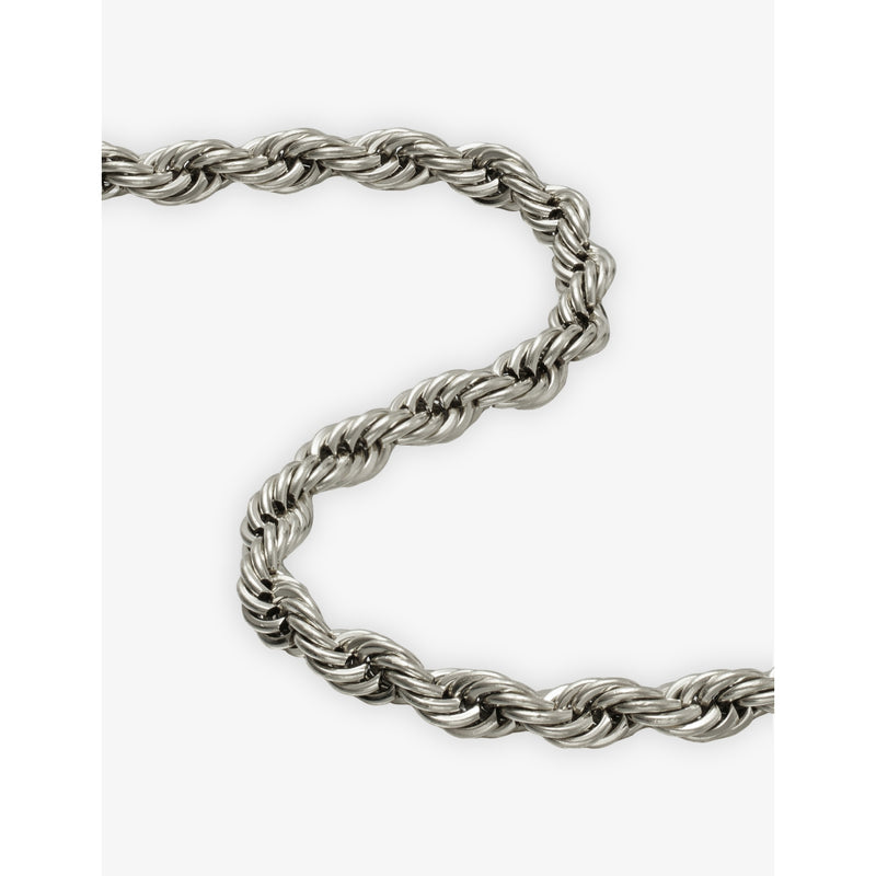 GLD white rhodium-plated silver rope chain 4mm, imported from the UK