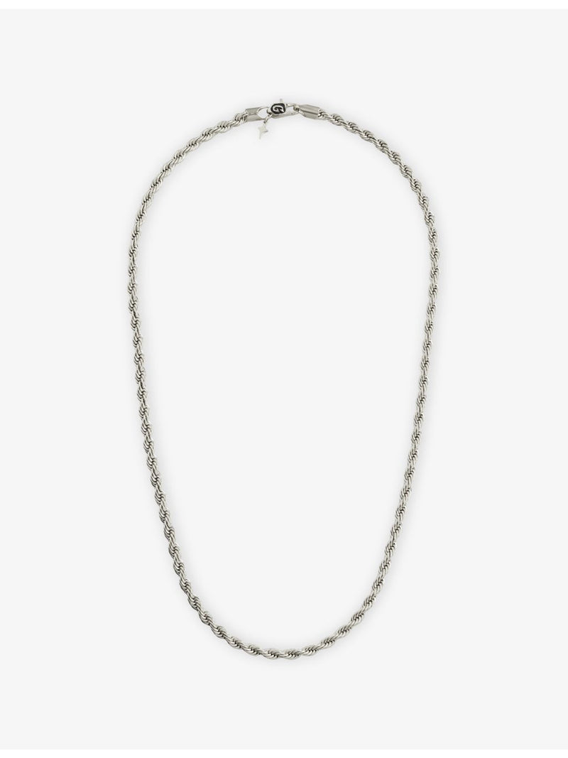 GLD white rhodium-plated silver rope chain 4mm, imported from the UK