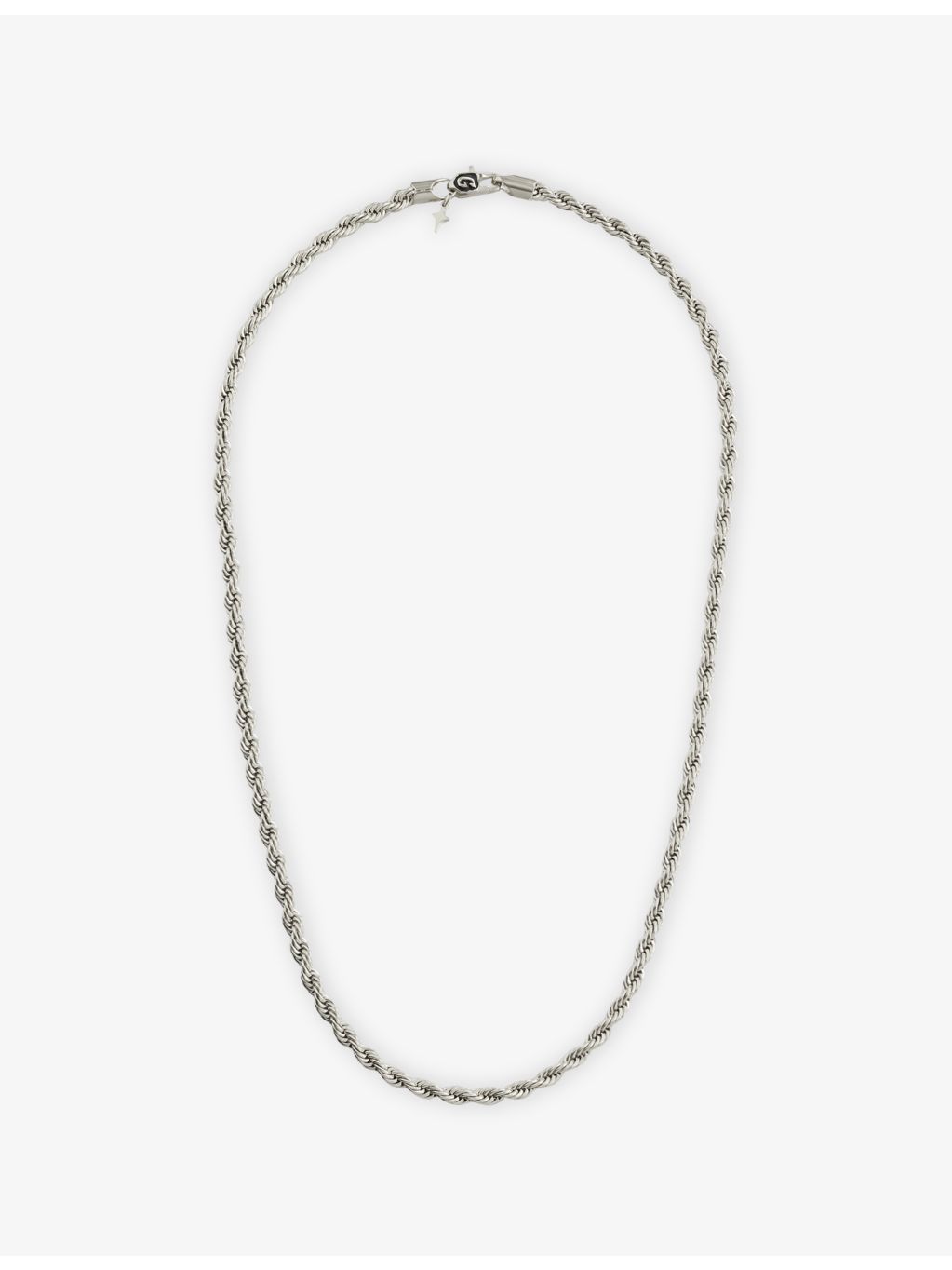 GLD white rhodium-plated silver rope chain 4mm, imported from the UK