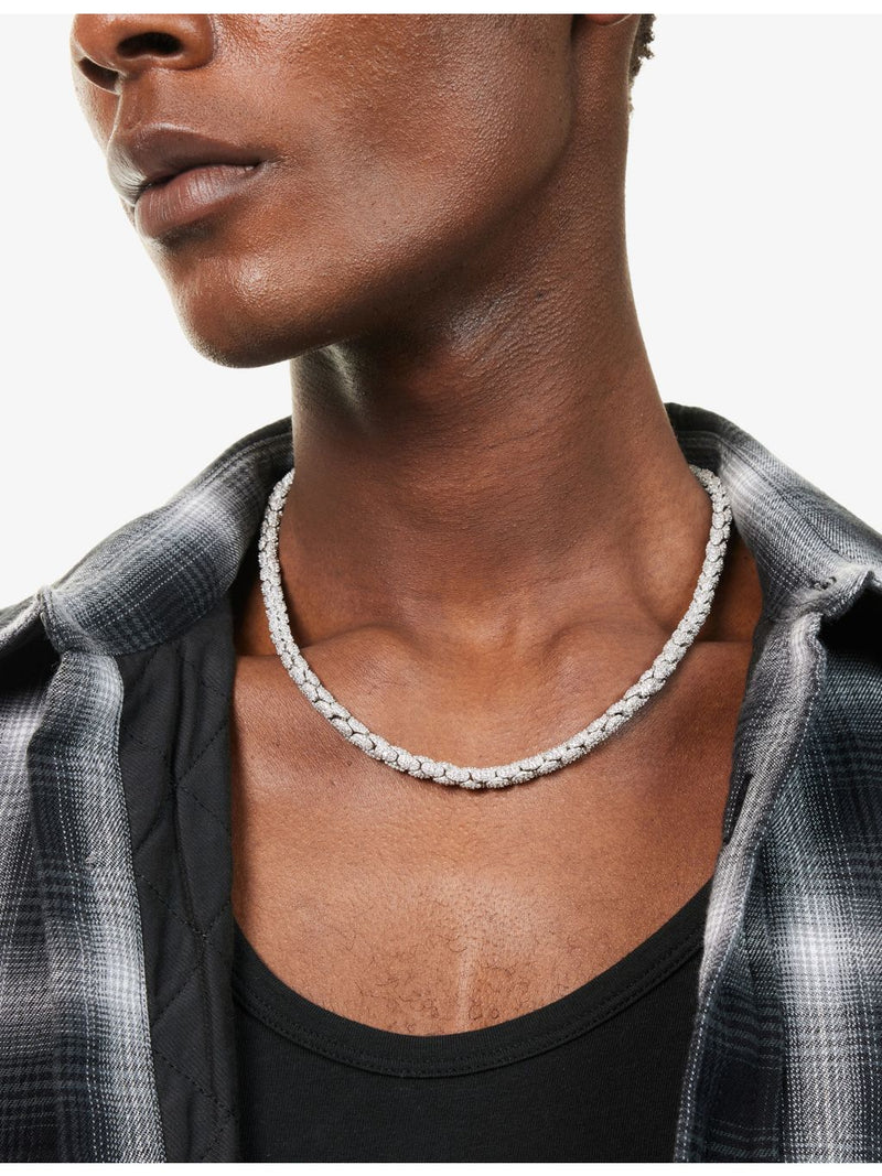 GLD snake link necklace 14ct white gold plated cubic zirconia, UK version