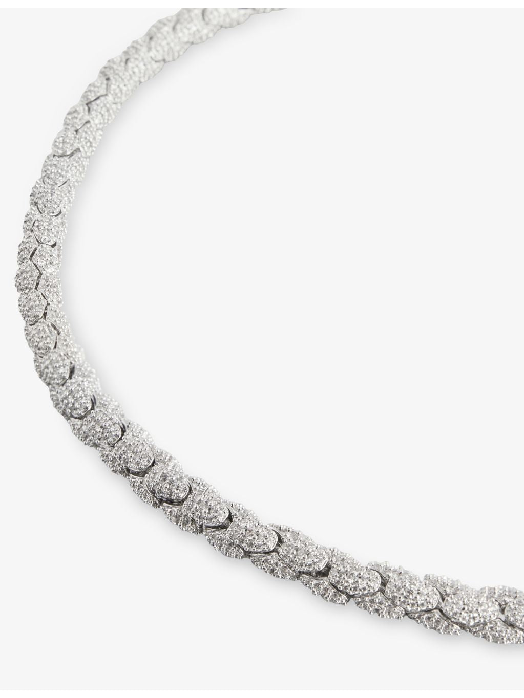 GLD snake link necklace 14ct white gold plated cubic zirconia, UK version