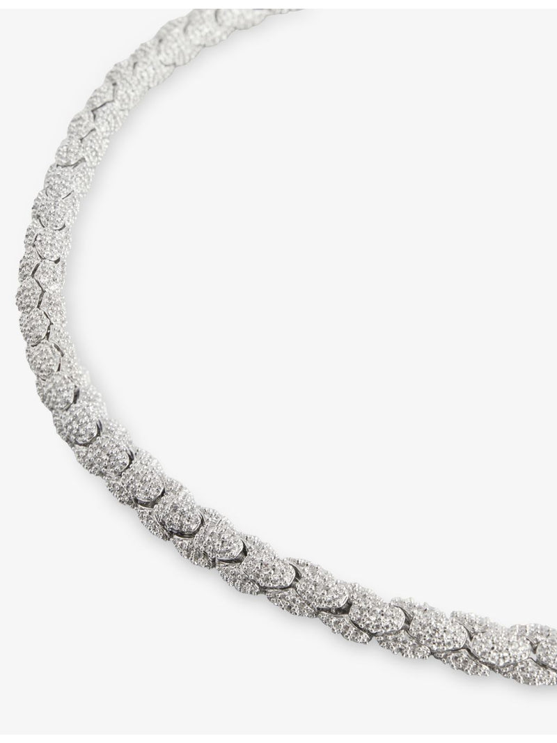 GLD snake link necklace 14ct white gold plated cubic zirconia, UK version