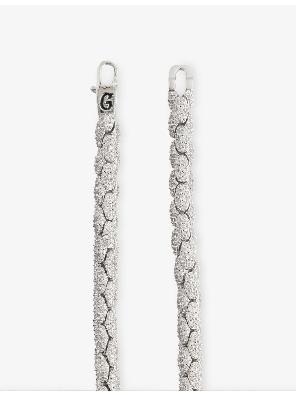 GLD snake link necklace 14ct white gold plated cubic zirconia, UK version
