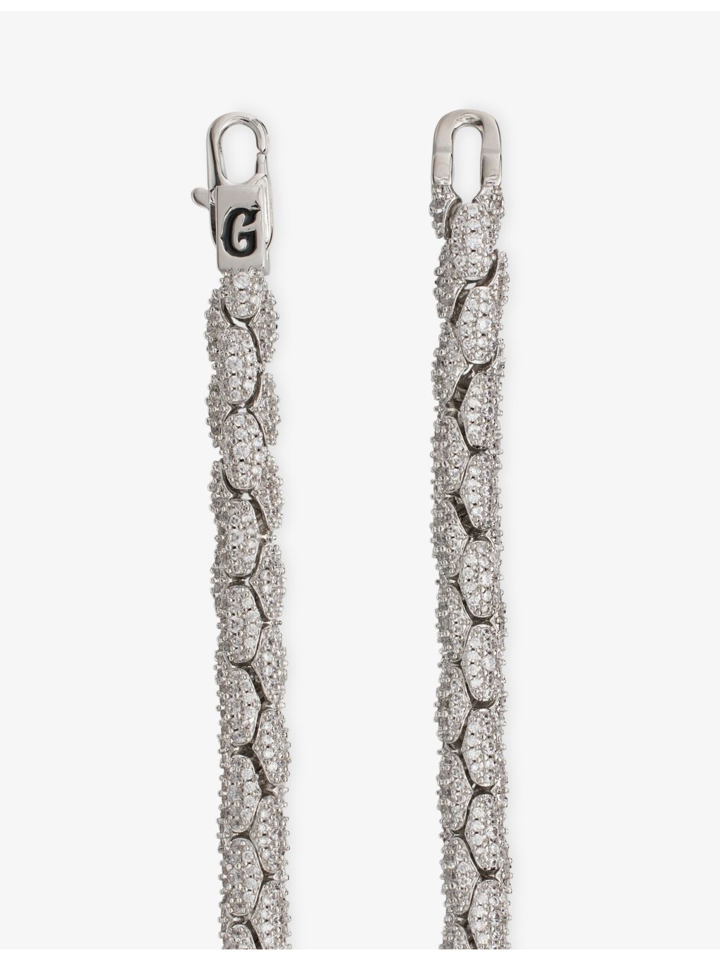 GLD Reptile 14ct white-gold plated cubic zirconia link chain (British brand)