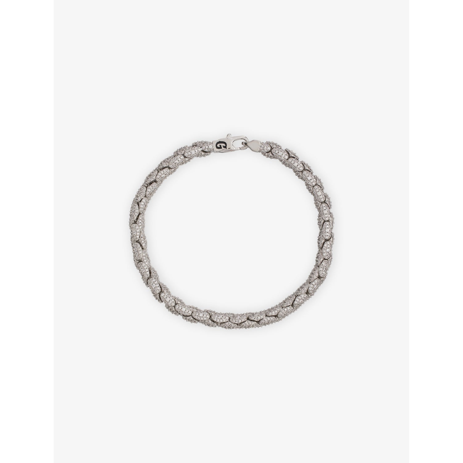 Reptile 14ct White-Gold Plated And Pavé Cubic-Zirconia Link Chain - 8in