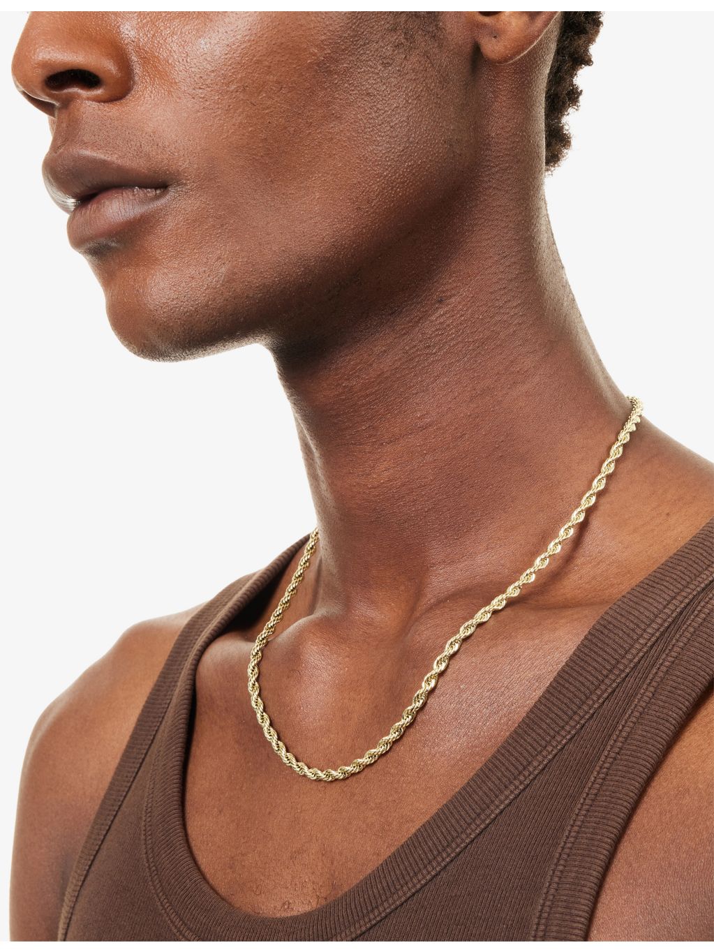 GLD rope chain necklace 4mm in 18ct gold-plated silver, UK version