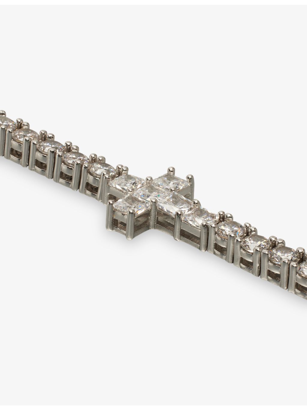 GLD cross bracelet 14ct white gold plated cubic zirconia - British product