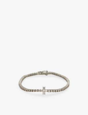 GLD Cross 14ct White Gold Plated Cubic Zirconia Tennis Bracelet