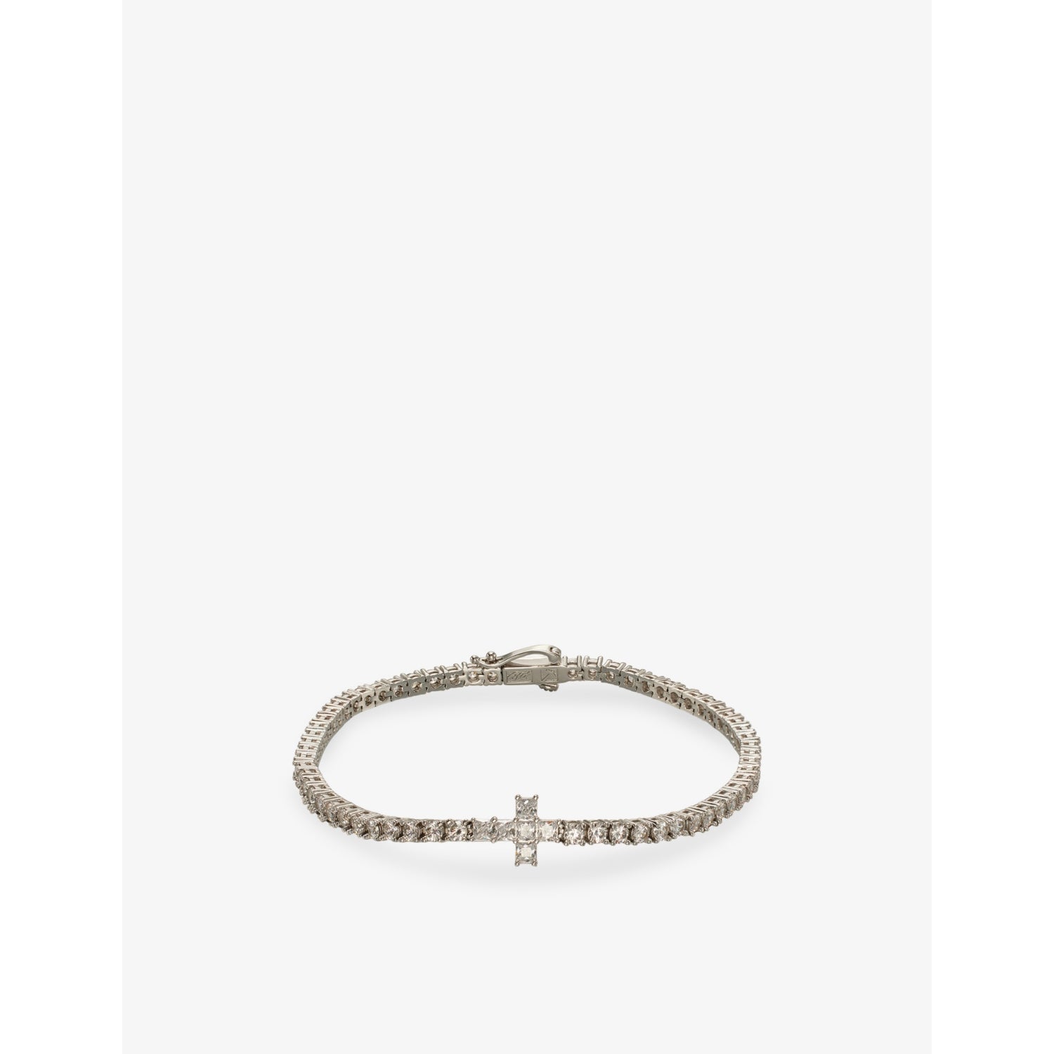 Cross 14ct White Gold Plated And Cubic Zirconia Tennis Bracelet - 8in