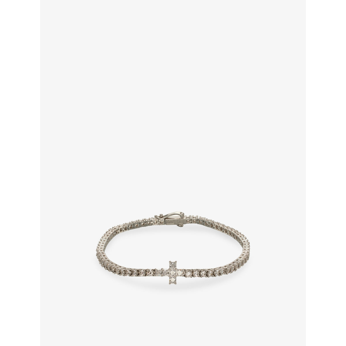 Cross 14ct White Gold Plated And Cubic Zirconia Tennis Bracelet - 8in