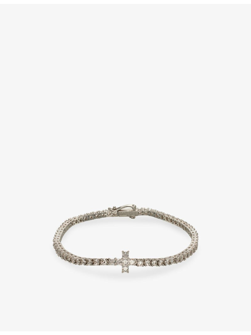 GLD cross bracelet 14ct white gold plated cubic zirconia - British product