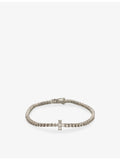 GLD cross bracelet 14ct white gold plated cubic zirconia - British product