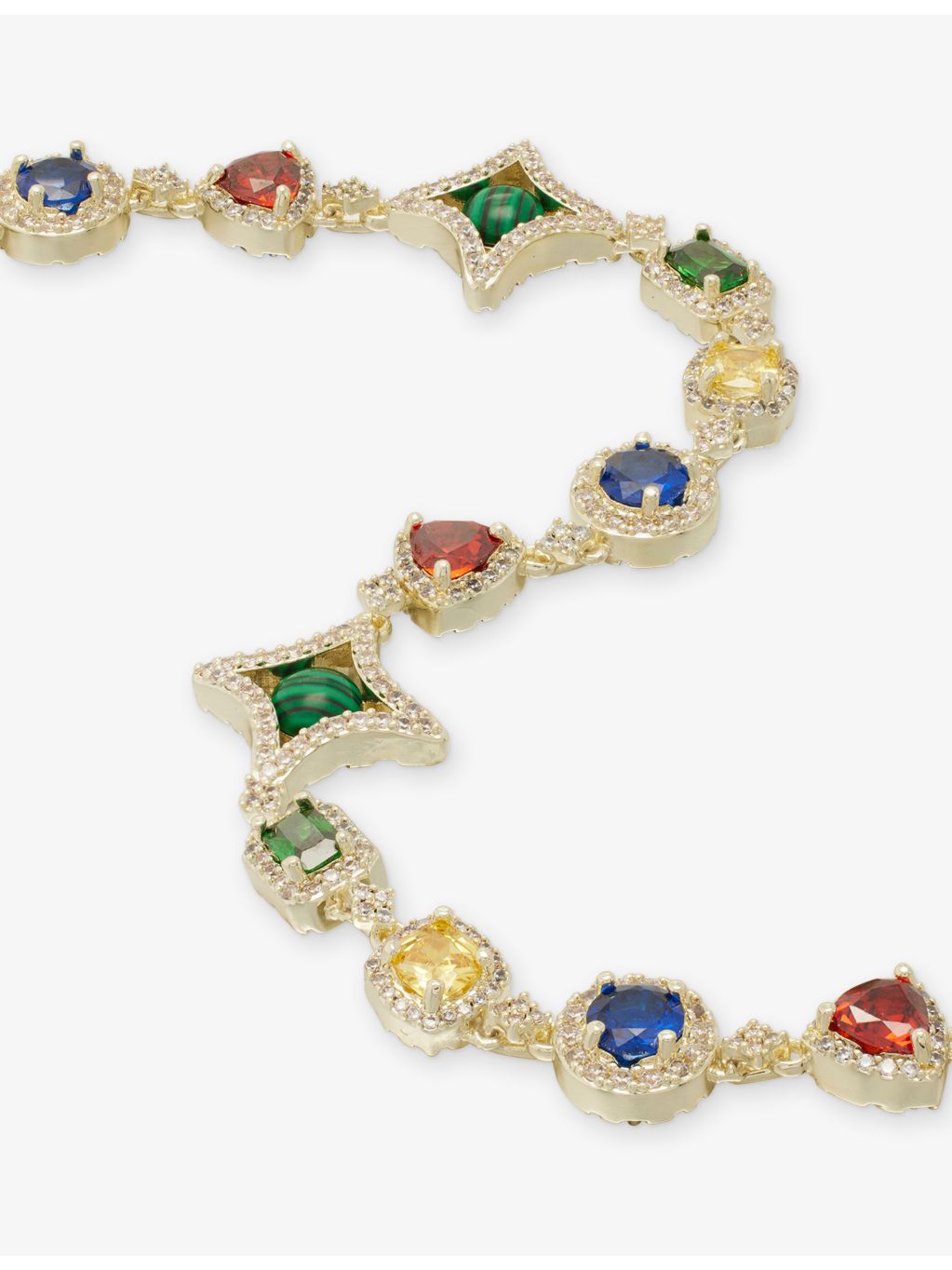 GLD 17mm gold-plated coloured gemstone chain - British product