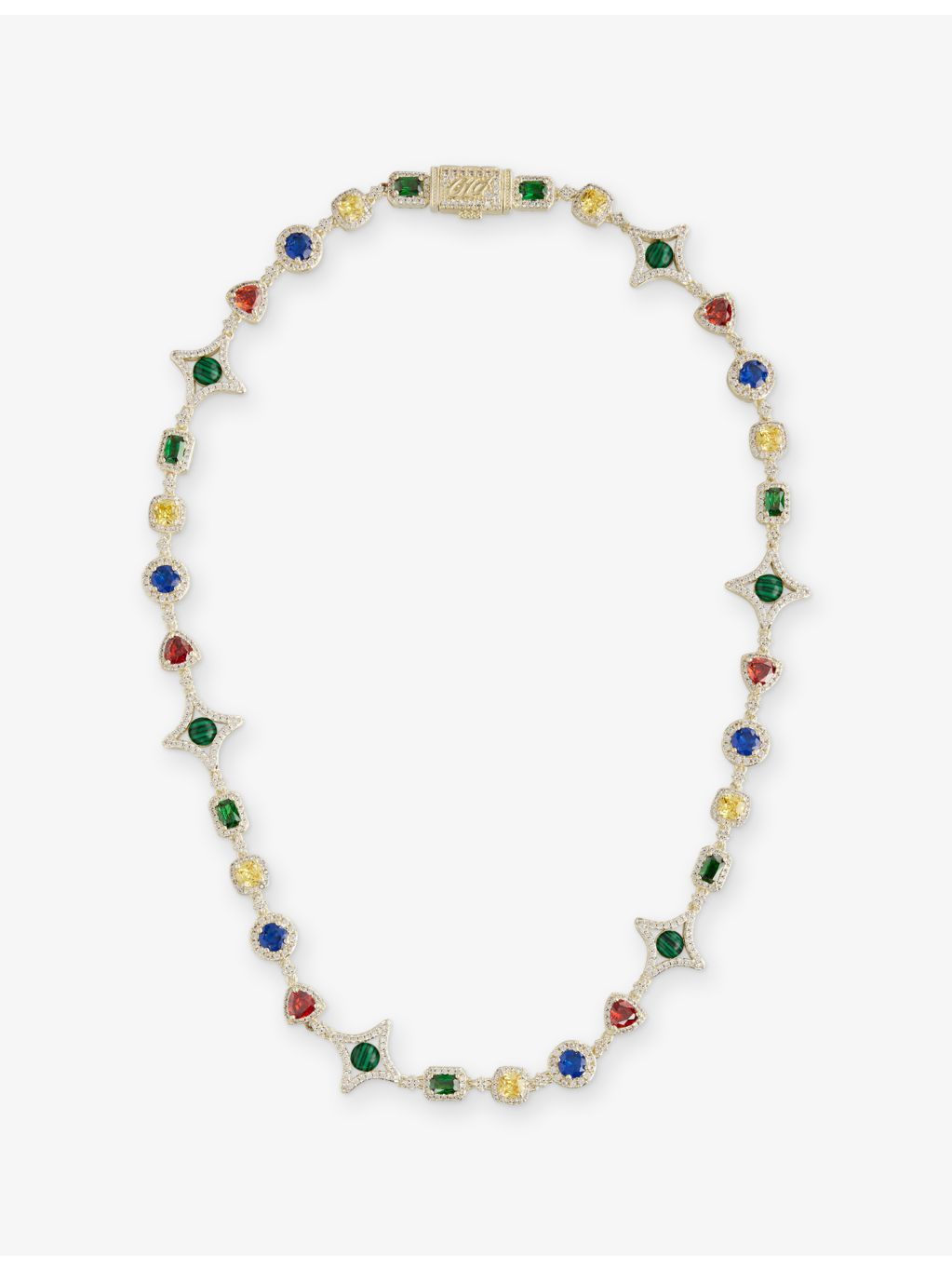 GLD 17mm gold-plated coloured gemstone chain - British product