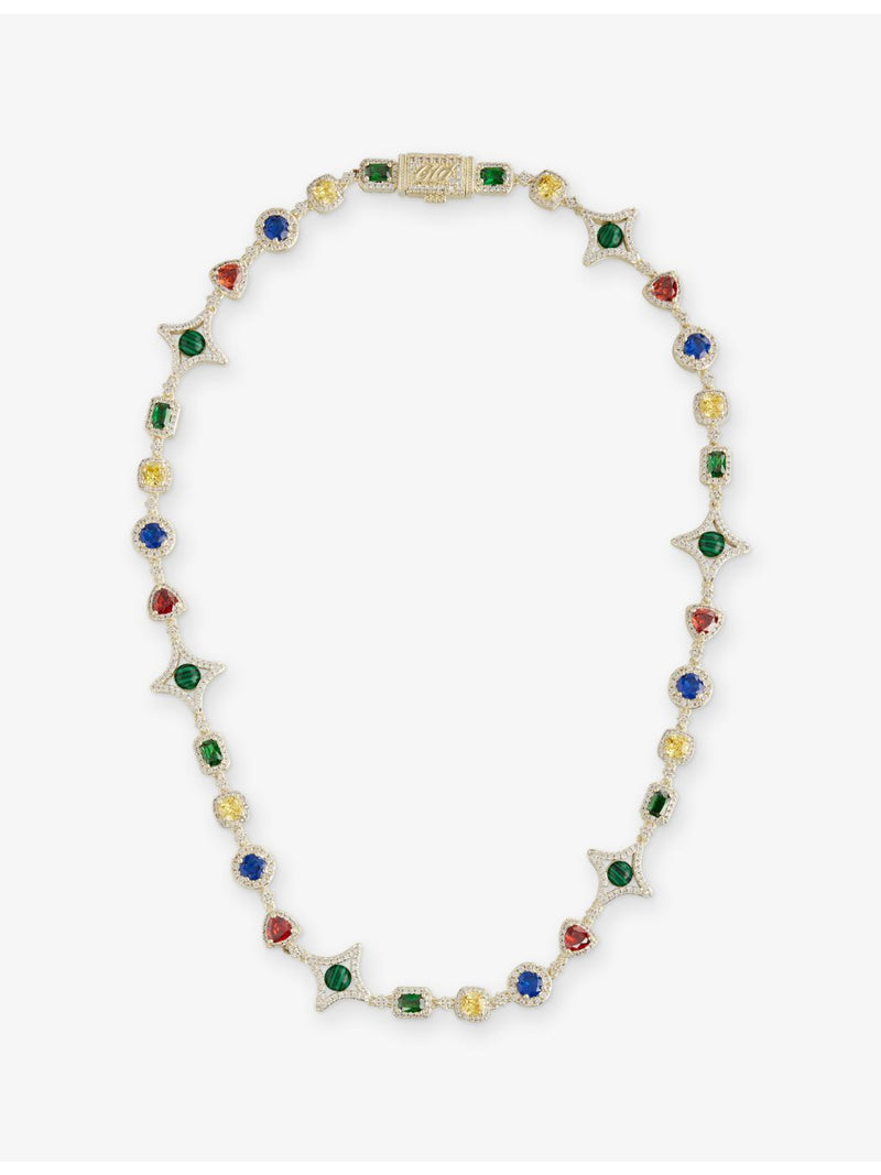 GLD 17mm gold-plated coloured gemstone chain - British product