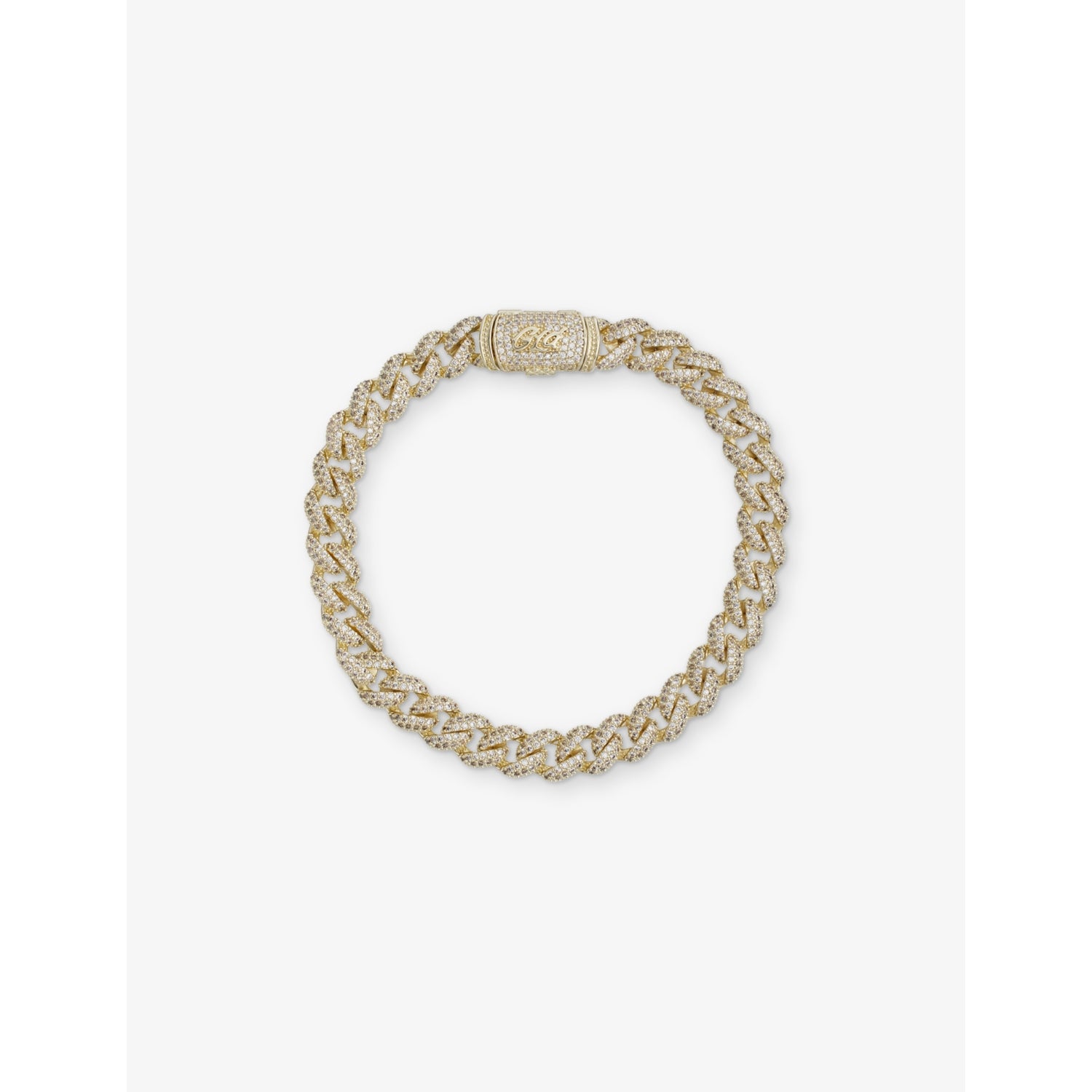 Cluster Cuban 18ct Gold Plated Bracelet - 8in