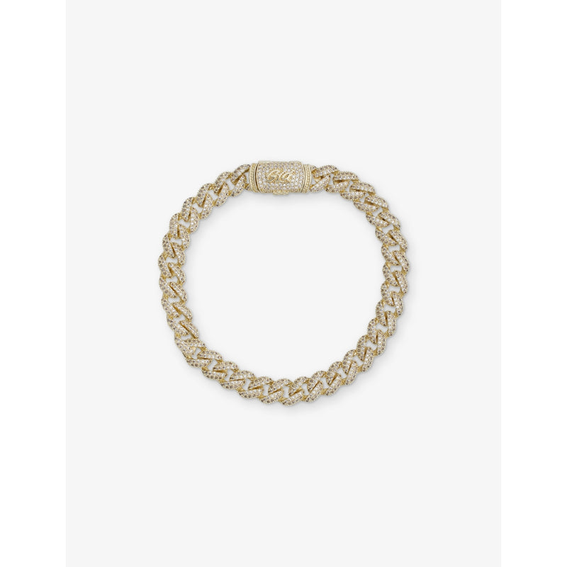 Cluster Cuban 18ct Gold Plated Bracelet - 8in