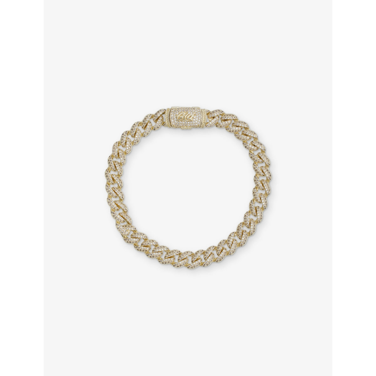 Cluster Cuban 18ct Gold Plated Bracelet - 8in