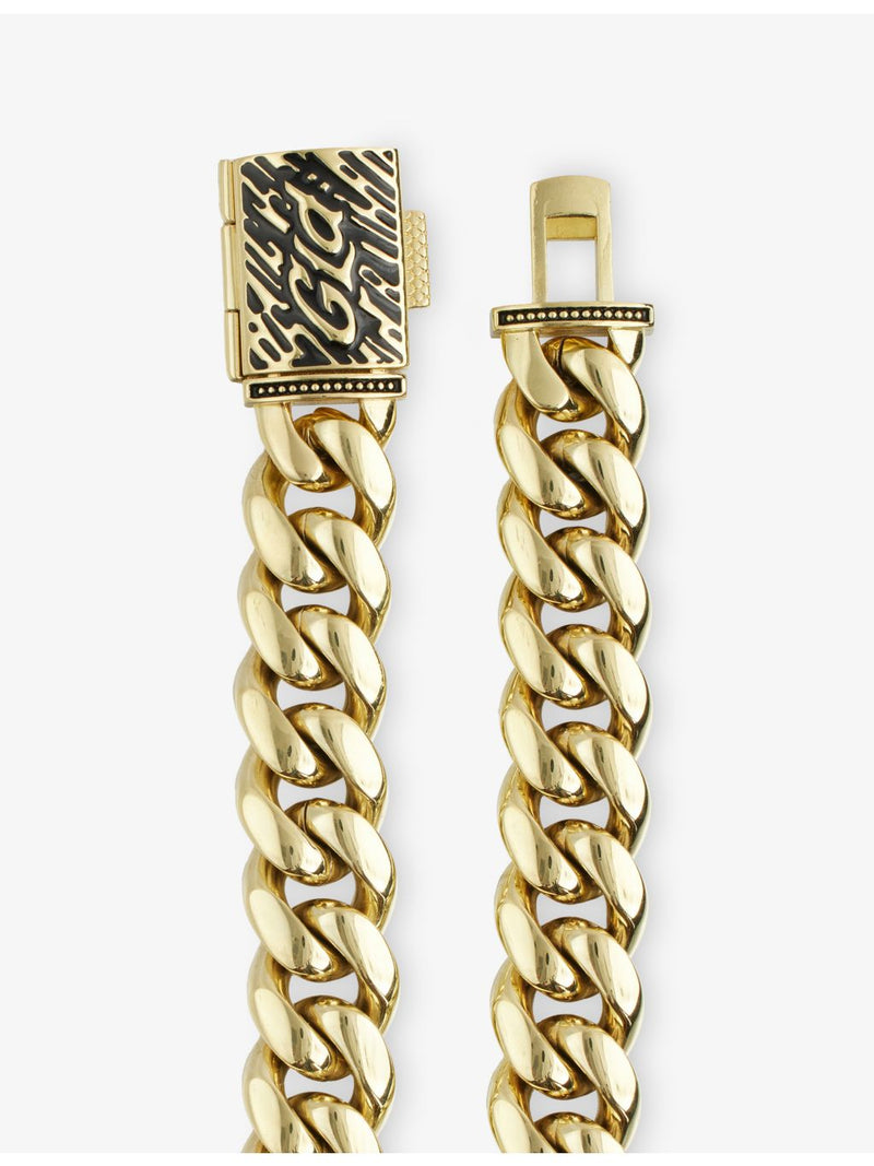 GLD Miami Cuban 18ct yellow plated necklace 12mm (British brand)