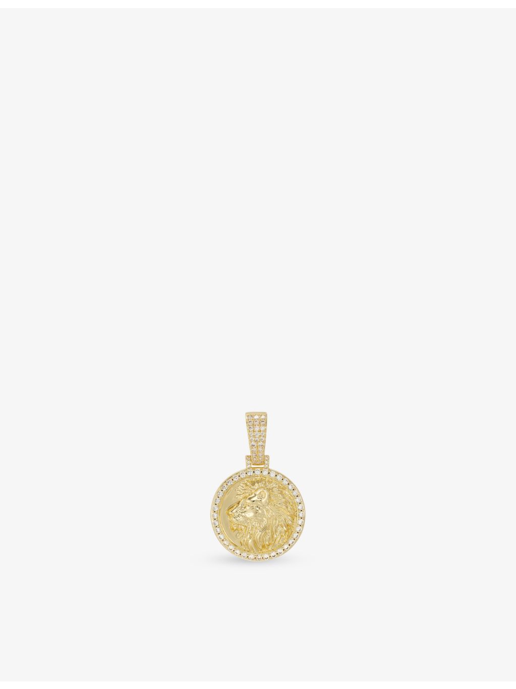 18ct gold-plated lion coin pendant 27mm polished, UK version